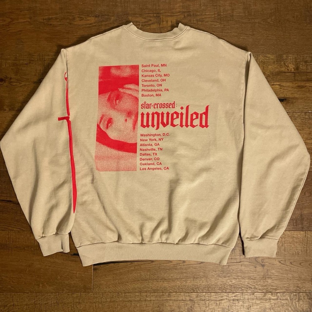 Kacey Musgraves Sweatshirt Mens L Tan Star-Crossed Unveiled Tour Graphic Crew